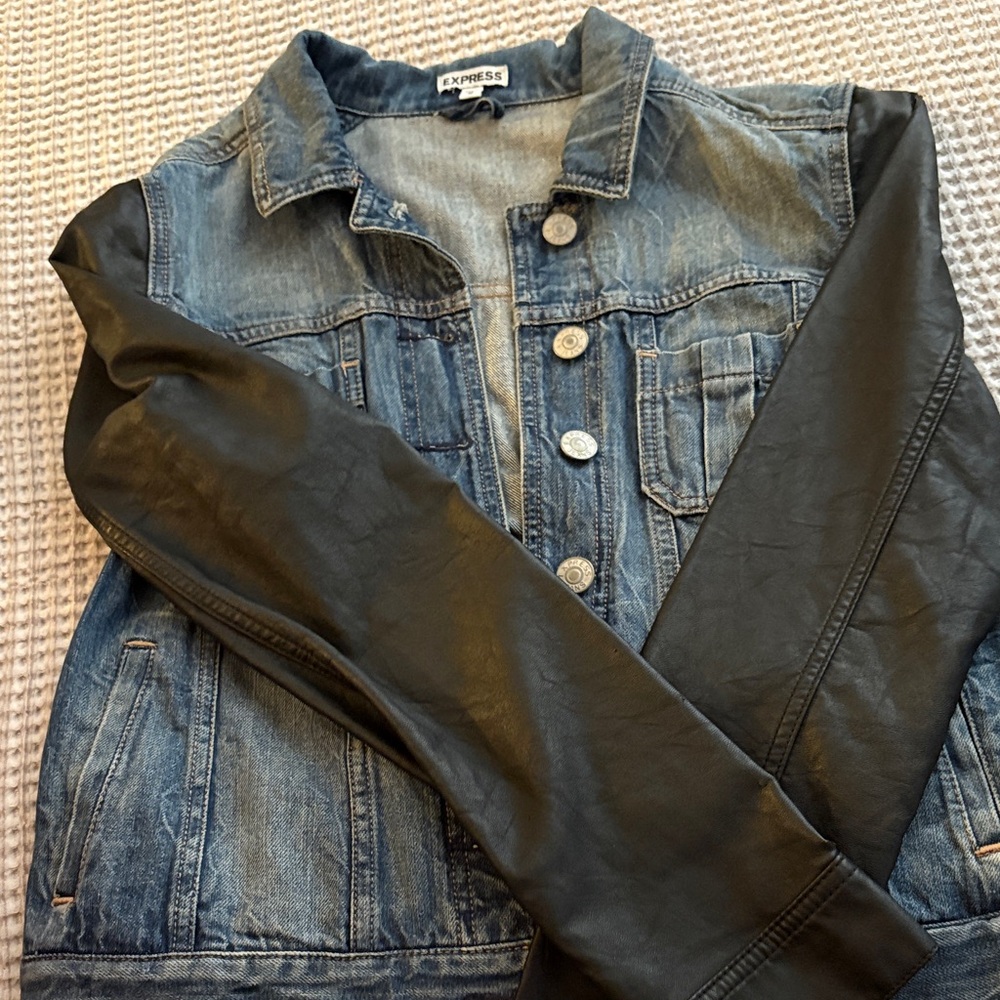 Express Blue and Black Jean Jacket